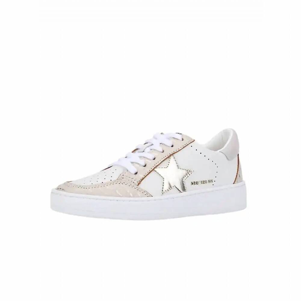NEW VINTAGE HAVANA women's denisse croco sneaker in white/gold/tan
